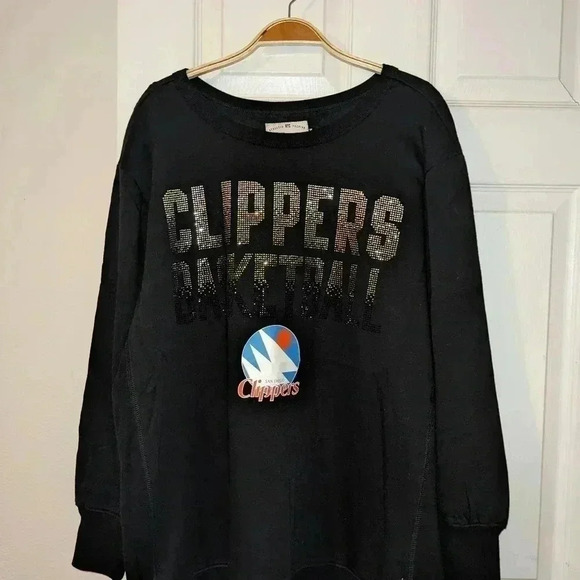NEW‎ Vintage San Diego Clippers Hardwood Classics Woman XL Bling Pullover Comfy - Picture 3 of 5